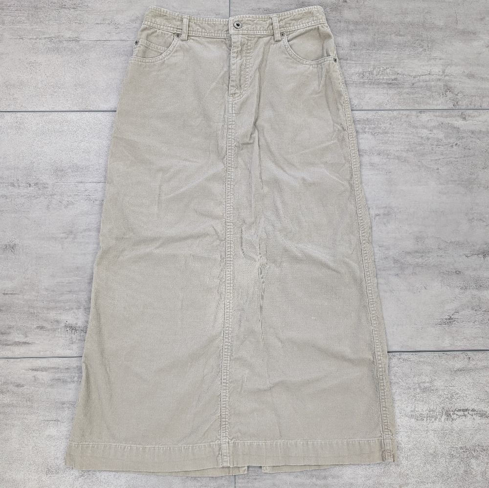 Vintage Old Navy Tan Khaki Corduroy Maxi Length Women's Skirt Size 4